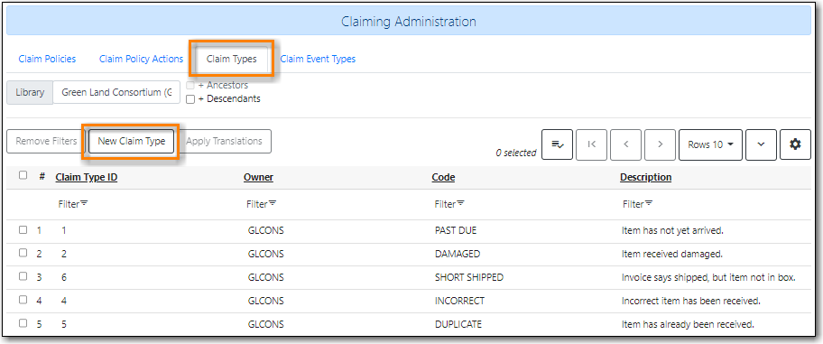 Claim Types