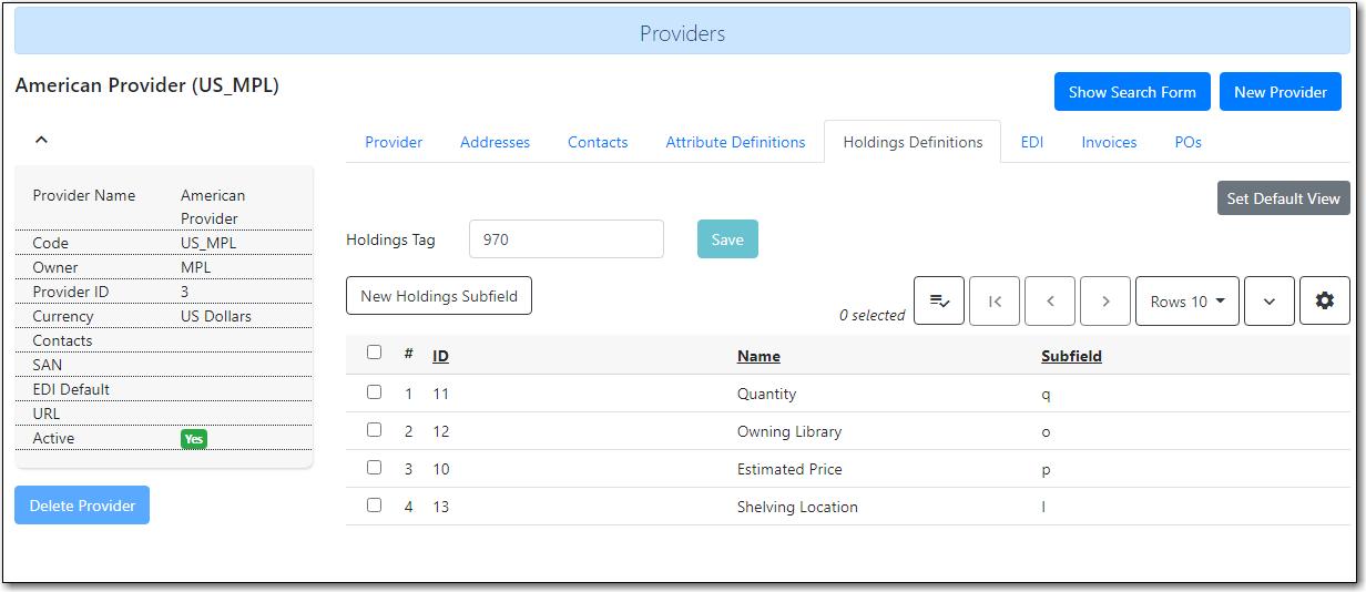 Holdings Definitions