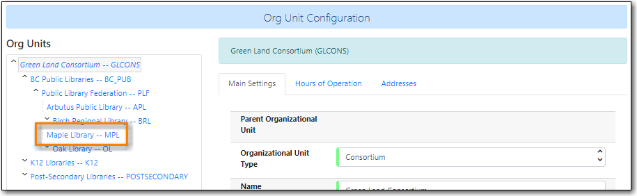 Library Main Settings