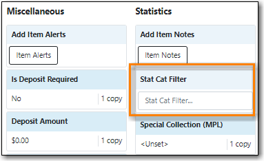 Item Statistical Category