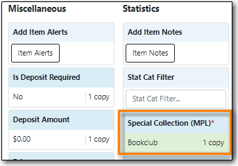 Item Statistical Category