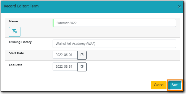 Adding Course Reserve Terms