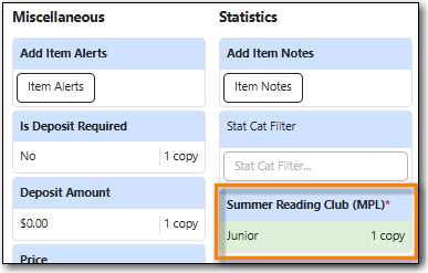 Item Statistical Category