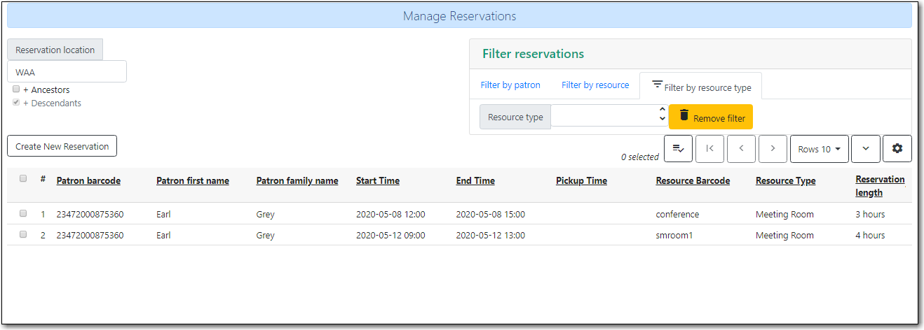 manage reservations