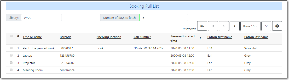 reservation pull list