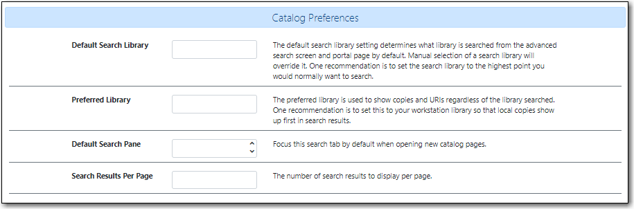 Catalog Preference Options