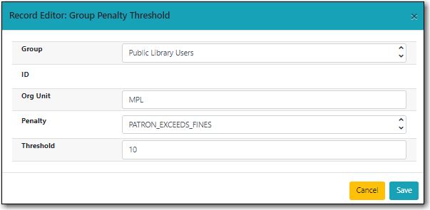 Create Local Penalty Threshold