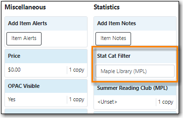 Item Statistical Category