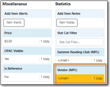Item Statistical Category