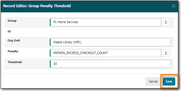Create Local Penalty Threshold
