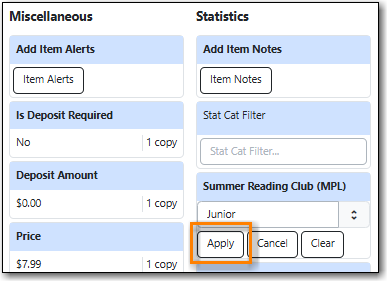 Item Statistical Category