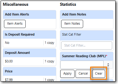 Item Statistical Category