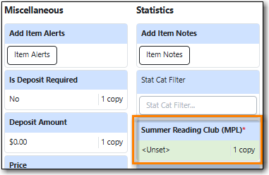 Item Statistical Category