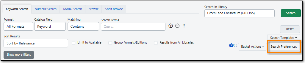 Catalogue Preference Button