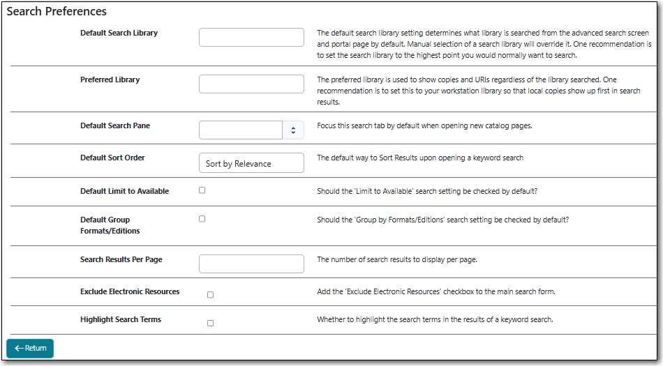 Catalogue Preference Options