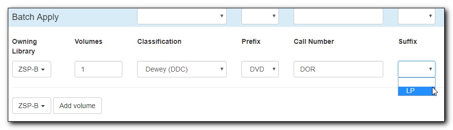 Create Call Number Suffix