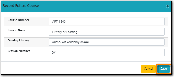 Adding Course Reserve Terms