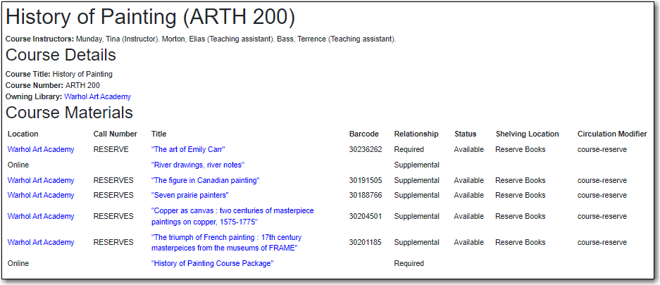 Course Reserves